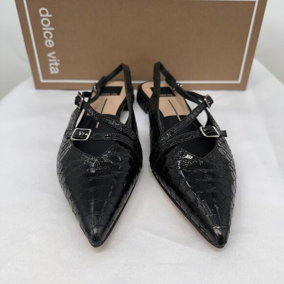 DOLCE VITA Pamla Midnight Snake Embossed Flat in Black // 8 - Picture 4 of 10